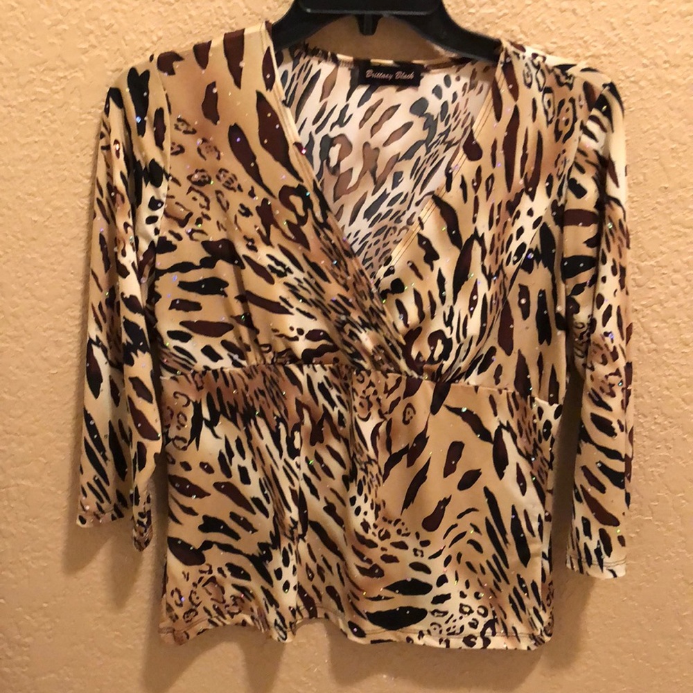 Brittany Black leopard print rhinestone top. Sparkly. Absolutely gorgeous.